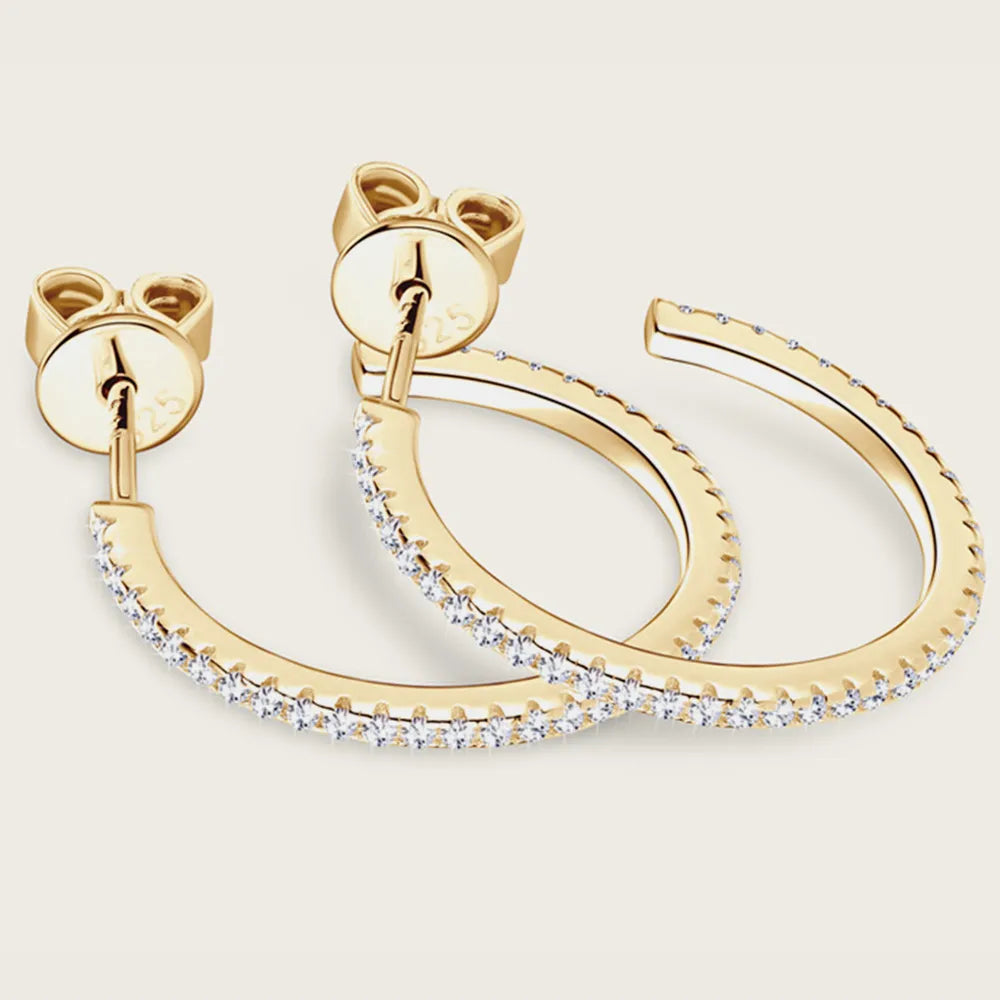 Slim Gold Crystal Hoop Earrings