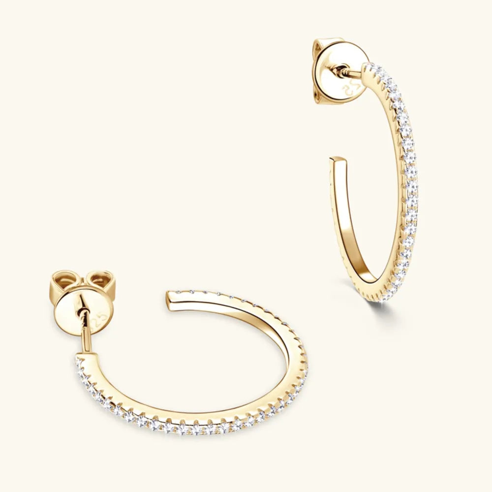 Slim Gold Crystal Hoop Earrings