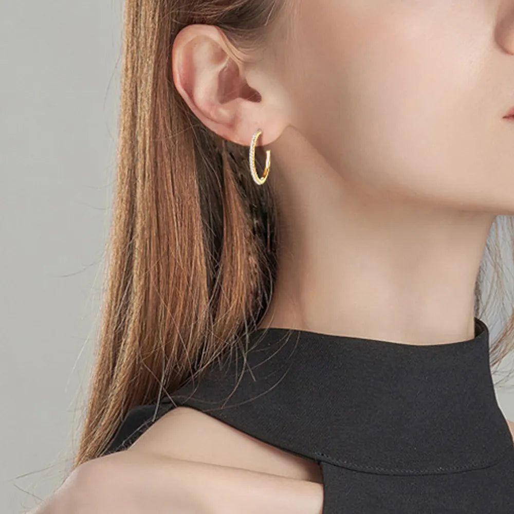 Slim Gold Crystal Hoop Earrings
