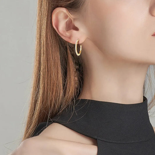 Slim Gold Crystal Hoop Earrings