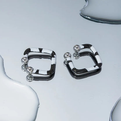 Black and White Square Hoop Earrings