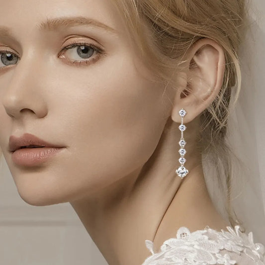 Elegant Crystal Linear Drop Earrings
